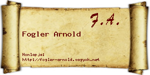 Fogler Arnold névjegykártya